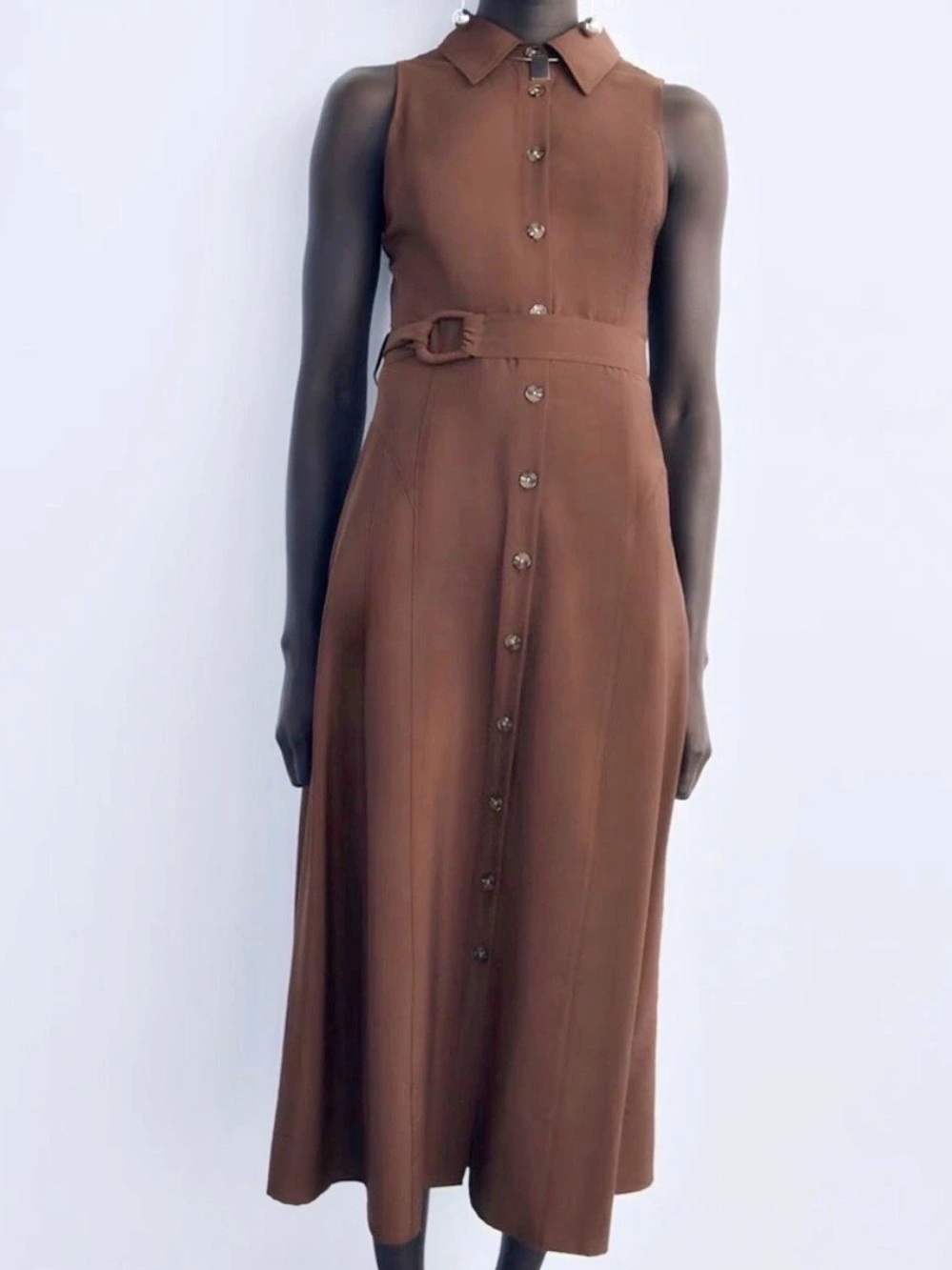 Mango Sleeveless Maxi Dress in Brown